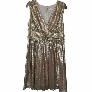 Eva Mendes by New York & Company Gold Dress Size Large‎ Gold Sequin Mini Party
